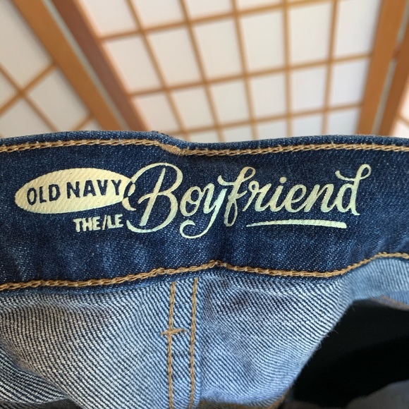 Slightly Distressed Dark Wash Boyfriend Jeans - Picture 2 of 6